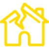 Ikone beschädigtes Haus (gelb)